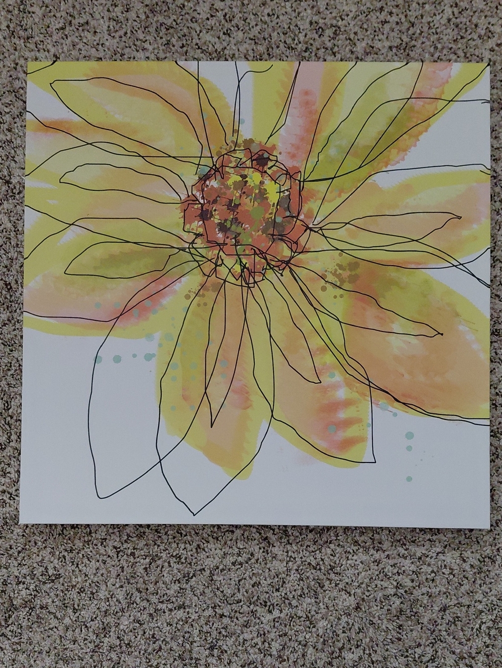 Watercolor Floral Canvas Wall Art 16x16